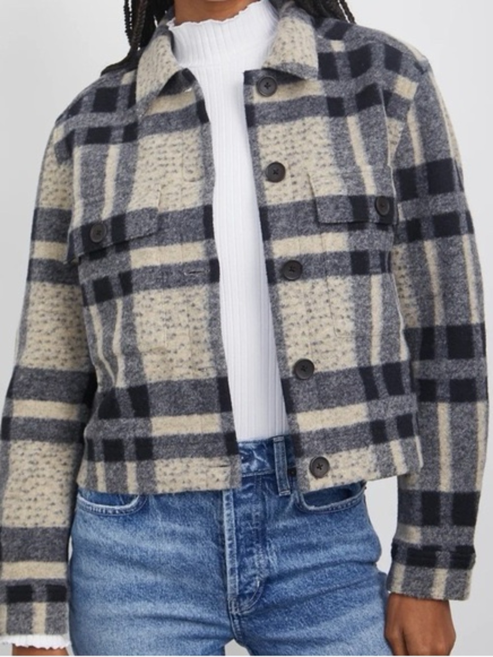 Rails Steffi Plaid Trucker Shacket Jacket Wool Blend Size XL
